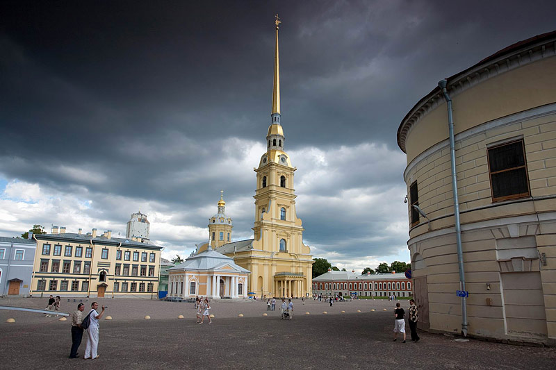 Cathedral of Ss. Peter and Paul in the middle of the Peter and Paul Fortress in St Petersburg, Russia