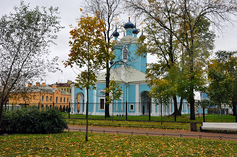 Autumn view of St Sampson Cathedral in Saint-Petersburg, Russia