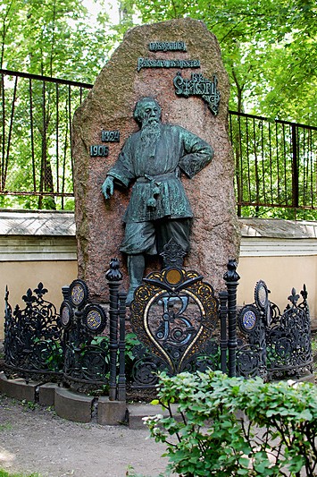 Tomb of the art critic Vladimir Stasov at the Alexander Nevsky Monastery in St Petersburg, Russia