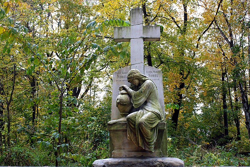 Tombstones of the Nobel family at Smolenskoye Lutheran Cemetery in St Petersburg, Russia Tombstones of the Nobel family at Smolenskoye Lutheran Cemetery in St Petersburg, Russia