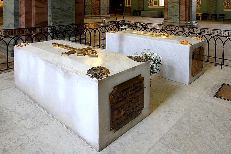 The chapel with tombs of Nicholas II and his family at the Peter and Paul Cathedral in St Petersburg, Russia