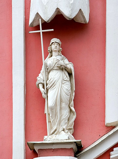 Detail of facade decorations of Chesme Church in St Petersburg, Russia