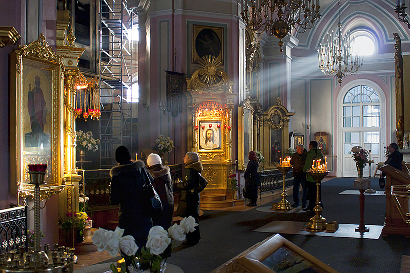 Interiors of the Cathedral of the Vladimir Icon of the Mother of God in St Petersburg, Russia