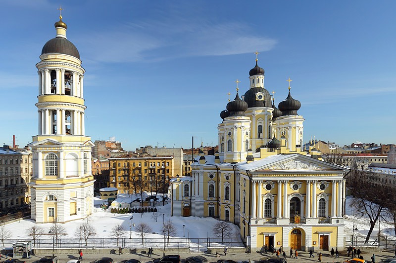 View of Vladimirskiy Cathedral and Bell-tower in Saint-Petersburg, Russia