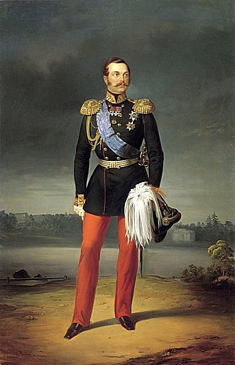 Portrait of Alexander II wearing the greatcoat and cap of the Imperial Horse Guards