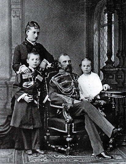 Tsar Alexander II, Princess Ekaterina Dolgorukova and their children Georgiy and Olga