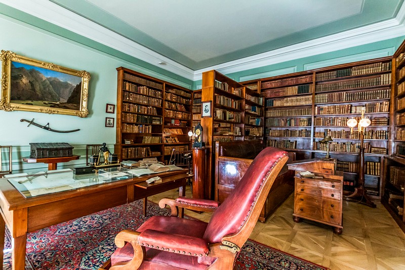 Library and working table of the Alexander Pushkin in St. Petersburg