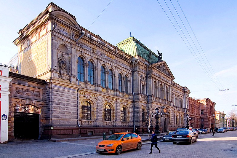 Exquisite Museum of the Stieglitz Industrial Arts School and the school's own building down the street in St Petersburg, Russia