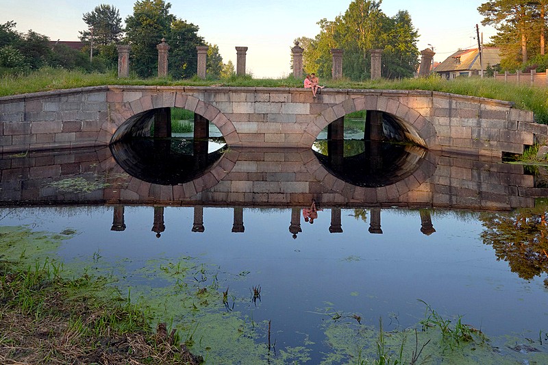 Historic sluice of the 18th century Staroladozhskiy Canal in Schlisselburg, east of St Petersburg, Russia