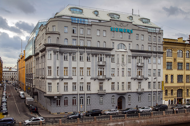 Former apartment building of the Guards Economical Society, which now houses the Siemens office in St Petersburg, Russia