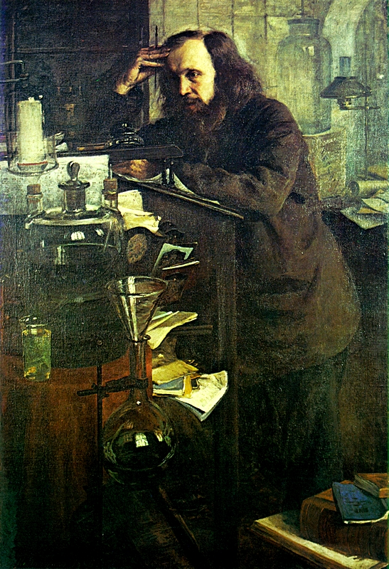 Oil on canvas. 1886. D. I. Mendeleev's Museum-archive, St. Petersburg Dmitry Mendeleev at the Working Desk