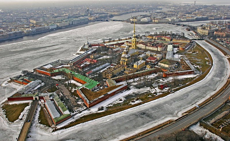 General view of the Peter and Paul Fortress, designed by Domenico Trezzini in Saint-Petersburg, Russia