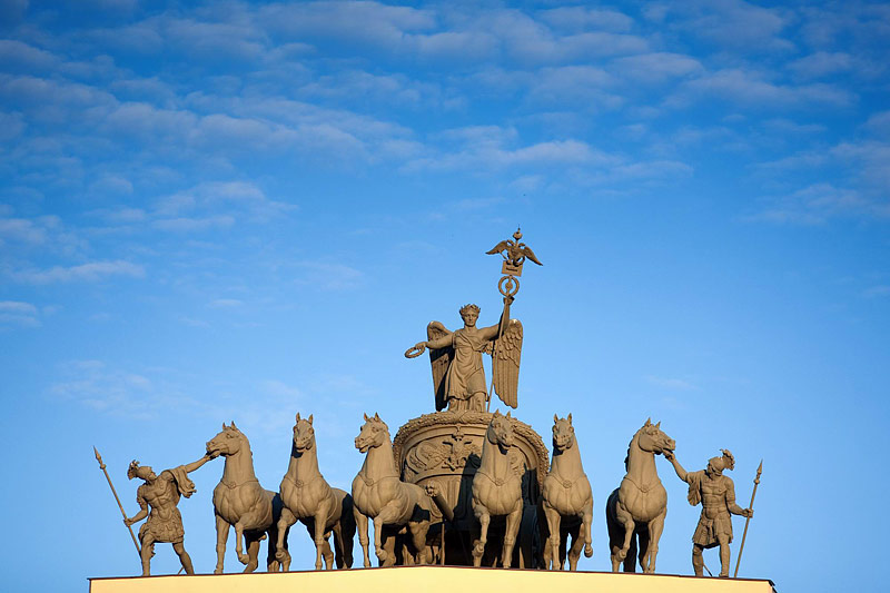 Chariot of Victory on the arch of the General Staff Building built by Carlo Rossi in Saint-Petersburg, Russia