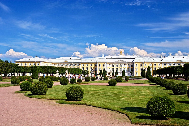 Upper Garden at Peterhof designed by Le Blond, west of St Petersburg, Russia