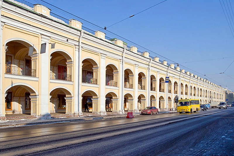 Gostiny Dvor shopping center designed by Jean-Baptiste Vallin de la Mothe in St Petersburg, Russia