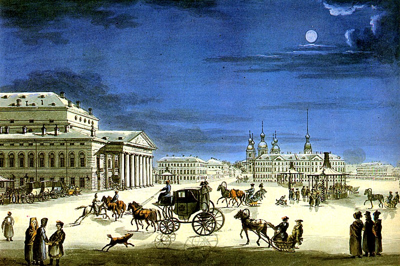 The Saint Petersburg Imperial Bolshoi Kamenny Theatre, ca 1810, Russia The Saint Petersburg Imperial Bolshoi Kamenny Theatre, ca 1810, Russia