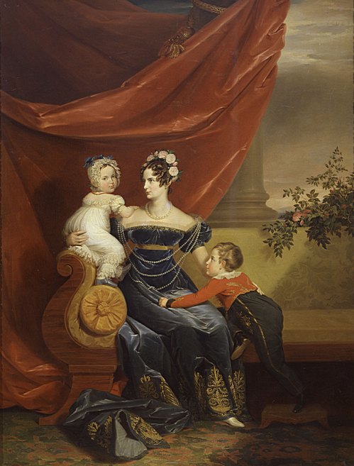 Oil on canvas. 1821-1824. State Russian Museum Portrait of the Grand Duchess Alexandra Feodorovna with her children Alexander and Maria