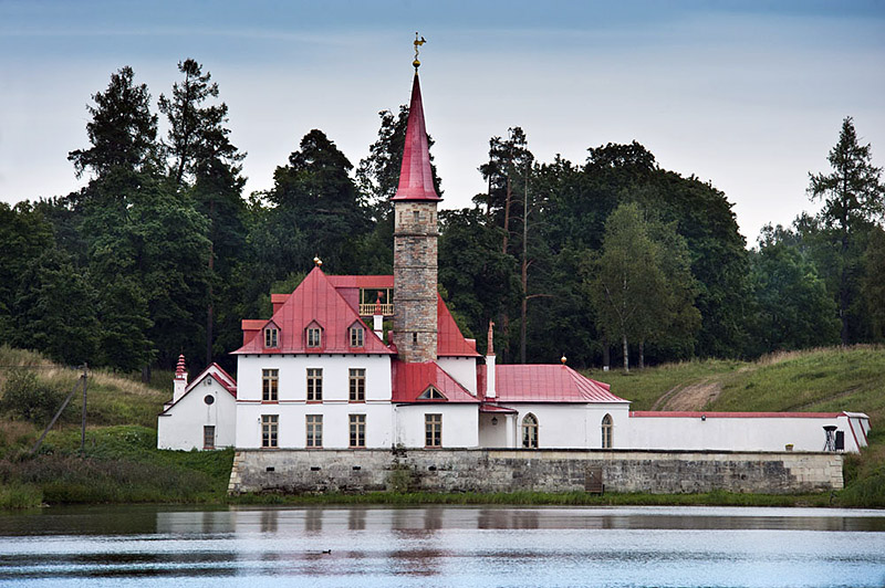 Priory Palace built of clay in Gatchina, south of St Petersburg, Russia