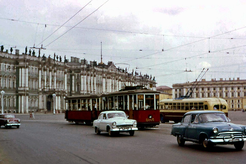 Palace Square in the early 1960s, Leningrad, Russia