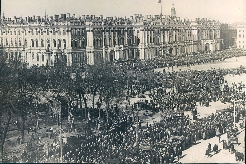 Celebrations of the 11th anniversary of the Revolution on Ploshchad Uritskogo (Palace Square) in Leningrad, Russia