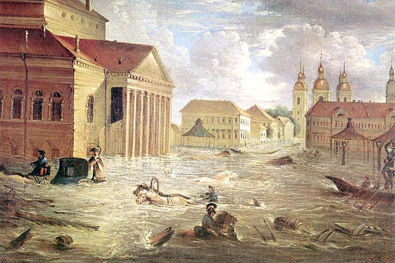 7 November 1824 on the square in front of the Bolshoy Theatre (floods) in St. Petersburg, Russia