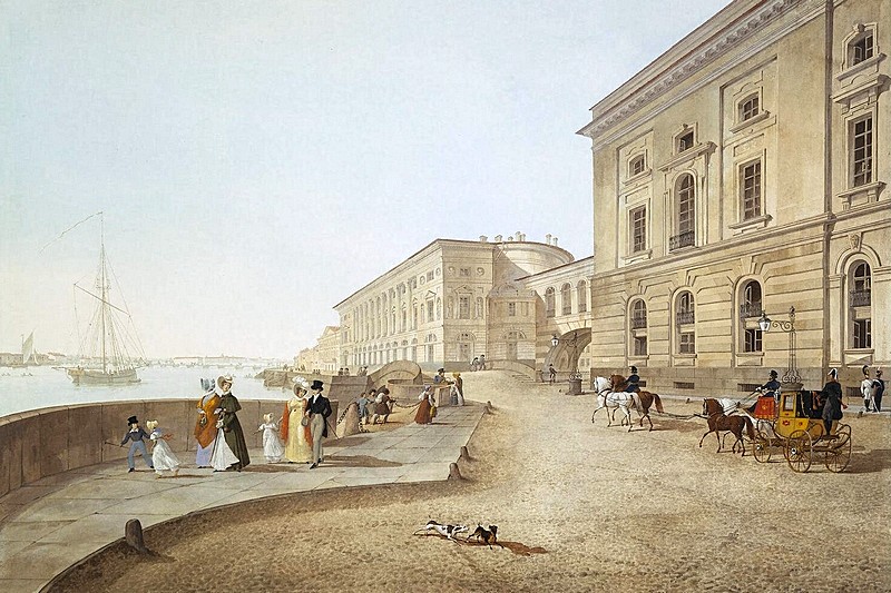 Palace Embankment near the Hermitage Theatre  in St. Petersburg, Russia