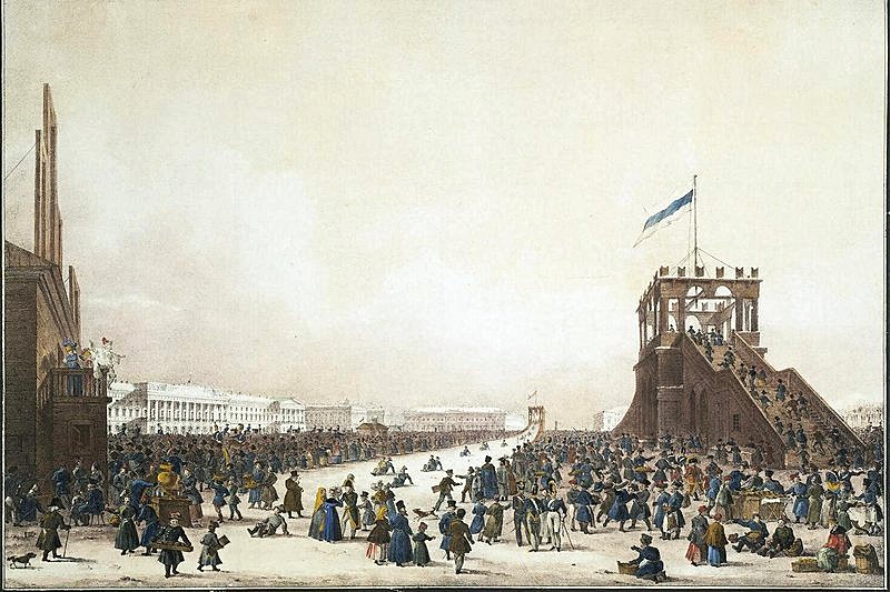 Shrove-tide Fete with Tobogganing on the Tsar's Meadow in St Petersburg, Russia