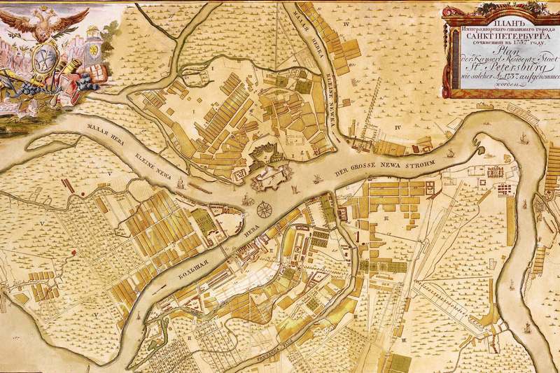 Map of the Imperial capital city of St. Petersburg, composed in 1737