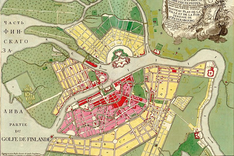 New map of the city and fortress of St. Petersburg in 1776 by Christopher Melchior Roth