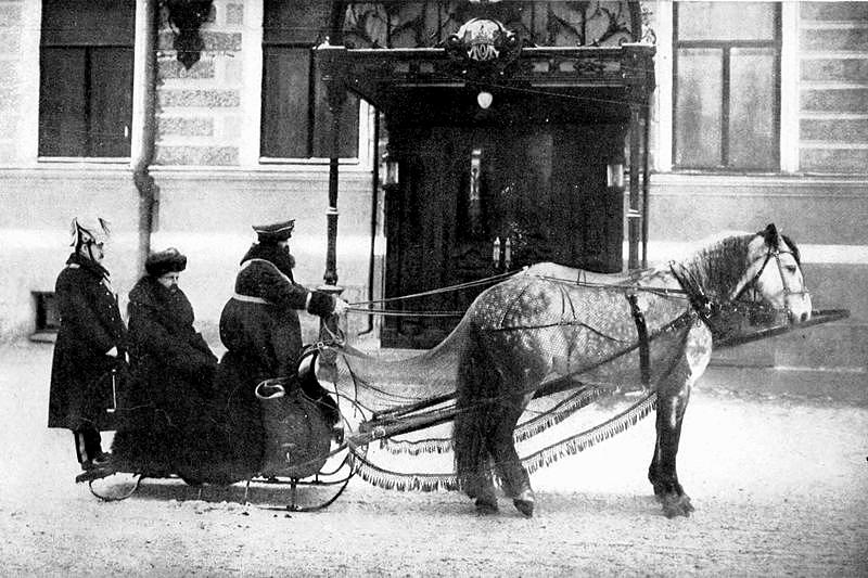 George von Lengerke Meyer, United States ambassador to Russia, in a droshke in 1905 in St. Petersburg, Russia