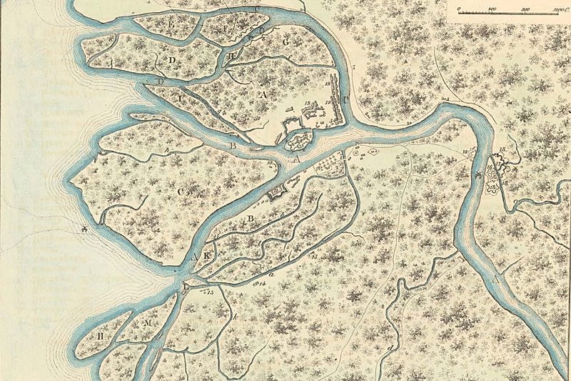 Map of St. Petersburg in 1705. Historical reconstruction (1853)