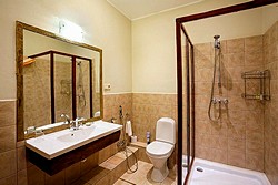 Bathroom of the Standard Room at the Alexander House Hotel in St. Petersburg