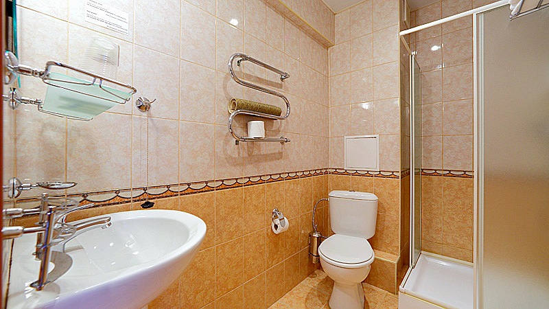 Bathroom of the Standard Room at the Andersen Hotel in St. Petersburg