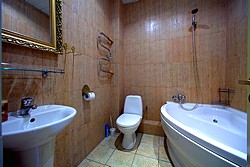 Bathroom of the Comfort Room at the Art Hotel Rachmaninov in St. Petersburg