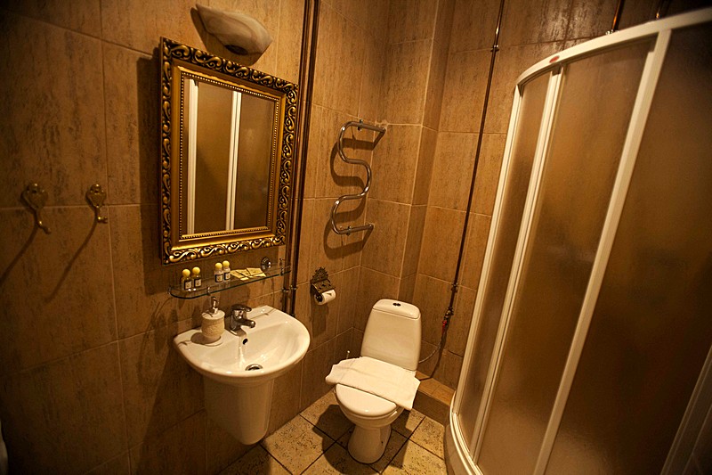 Bathroom of the Business Room at the Art Hotel Rachmaninov in St. Petersburg