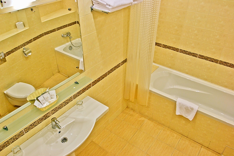 Bathroom of the Superior Room at the Aston Hotel in St. Petersburg