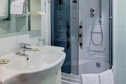 Bathroom of the One-bedroom Apartment at the Atrium Hotel in St. Petersburg