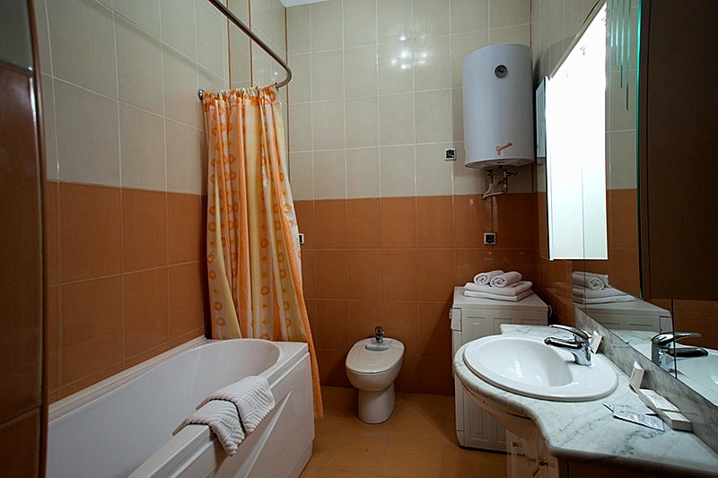 Bathroom of the Three-room Apartment at the Atrium Hotel in St. Petersburg