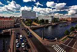 View from Fontanka river at the Azimut Hotel St. Petersburg in St. Petersburg