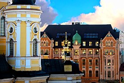 Facade With Vladimirsky Cathedral at the Dostoevsky Hotel in St. Petersburg