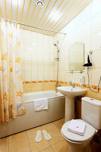 Bathroom of the Junior Suite at the Dynasty Hotel in St. Petersburg