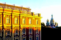 Facade at Sunrize at the Belmond Grand Hotel Europe in St. Petersburg