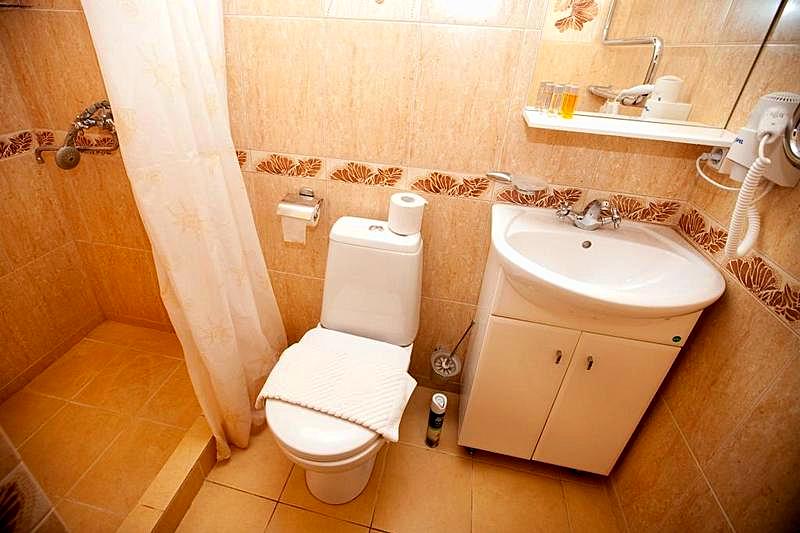 Bathroom of the Standard Room at the History Hotel on English Embankment in St. Petersburg