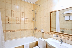 Bathroom of the Superior Room at the Kristoff Hotel in St. Petersburg