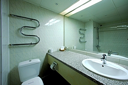 Bathroom of the Standard Room at the Ladoga Hotel in St. Petersburg