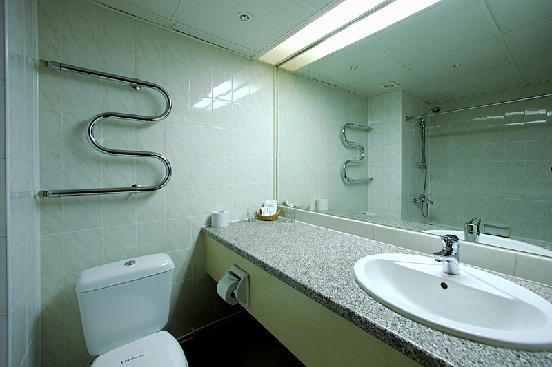 Bathroom of the Standard Room at the Ladoga Hotel in St. Petersburg