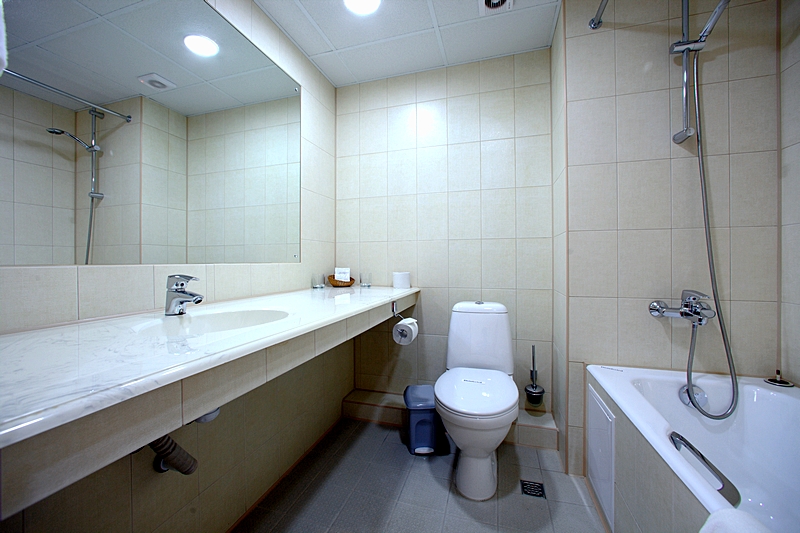 Bathroom of the Junior Suite at the Ladoga Hotel in St. Petersburg