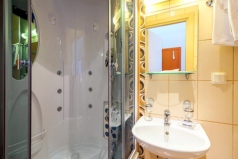Bathroom of the Standard Double Room at the Nevsky Hotel Grand in St. Petersburg
