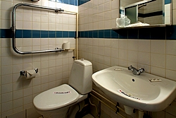 Bathroom of the Standard Room at the Okhtinskaya Hotel in St. Petersburg