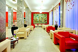 Lobby at the Oktiabrskaya Hotel in St. Petersburg